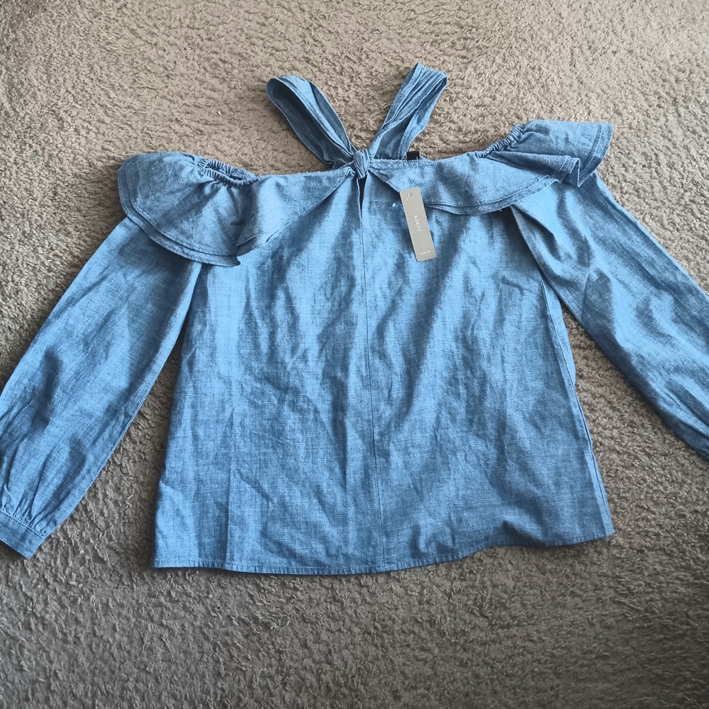 J. Crew Light Blue Off-Shoulder Blouse NWT